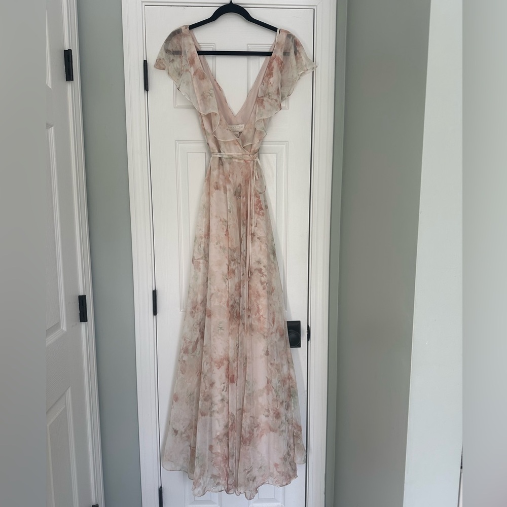 Jenny Yoo Flutter Sleeve Floral Printed Wrap Dress